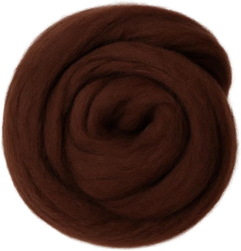 Catopia Wool Roving Yarn, 100G/3.53OZ Soft Felting Wool Pure Chunky Roving Yarn Bulk for Needle Felting Knitting Blanket Spinning Weaving DIY Craft,Light Brown - Image 1